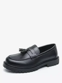 Mocassins à pampilles pour hommes grande taille à plateforme en PU à enfiler pour mariage bal de promo