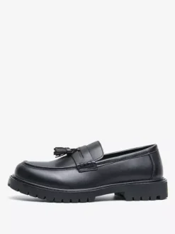 Mocassins à pampilles pour hommes grande taille à plateforme en PU à enfiler pour mariage bal de promo