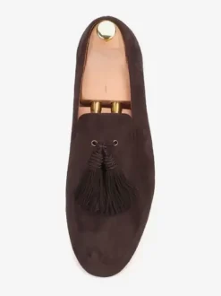 Mocassins à pampilles pour hommes chaussures à enfiler en daim bout rond chaussures de bal de luxe pour mariage