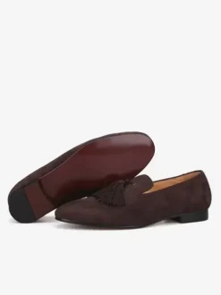 Mocassins à pampilles pour hommes chaussures à enfiler en daim bout rond chaussures de bal de luxe pour mariage