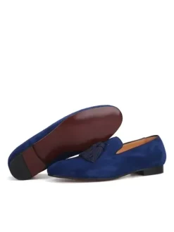 Mocassins à pampilles pour hommes chaussures à enfiler en daim bout rond chaussures de bal de luxe pour mariage