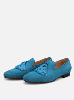 Mocassins à pampilles pour hommes chaussures de mariage en polyester à enfiler pour bal de promo