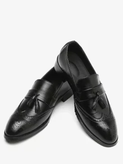 Mocassins à pampilles pour hommes chaussures habillées en cuir à bout pointu à enfiler