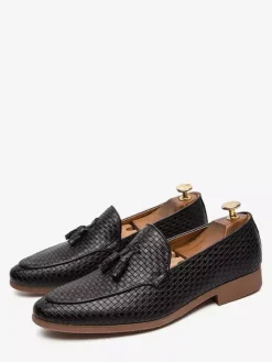 Mocassins à pampilles pour hommes chaussures à enfiler en cuir chaussures à bout pointu talons bas chaussures habillées
