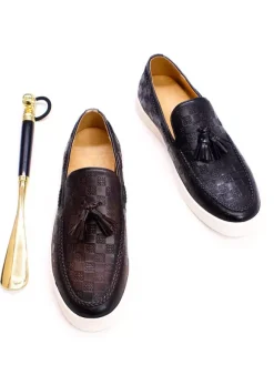 Mocassins à pampilles pour hommes chaussures plates en cuir véritable chaussures de soirée et de banquet