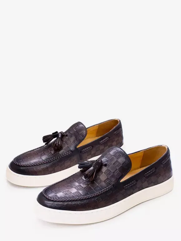 Mocassins à pampilles pour hommes chaussures plates en cuir véritable chaussures de soirée et de banquet