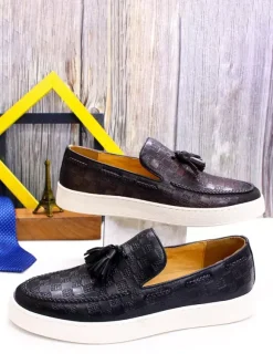 Mocassins à pampilles pour hommes chaussures plates en cuir véritable chaussures de soirée et de banquet