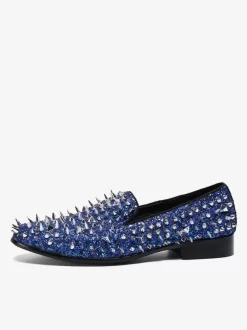 Mocassins à rivets et bout rond en cuir synthétique pour homme chaussures de bal de mariage