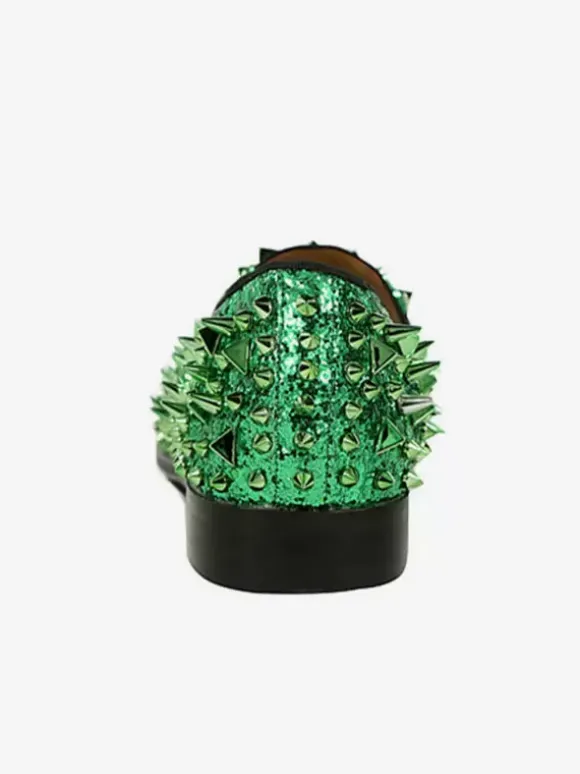 Mocassins à rivets pour hommes chaussures à enfiler à pointes à paillettes bleu pour bal de promo mariage