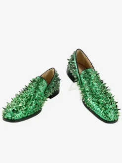 Mocassins à rivets pour hommes chaussures à enfiler à pointes à paillettes bleu pour bal de promo mariage