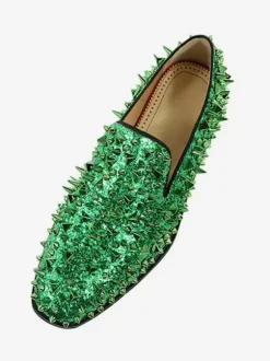 Mocassins à rivets pour hommes chaussures à enfiler à pointes à paillettes bleu pour bal de promo mariage
