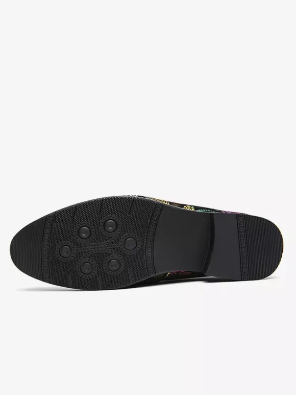 Mocassins à rivets pour hommes chaussures en daim à imprimé épissure bout rond talons bas chaussures de bal