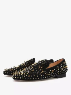 Mocassins à rivets pour hommes chaussures à enfiler bout rond tige en micro-daim chaussures de bal de fête et de mariage