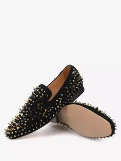 Mocassins à rivets pour hommes chaussures à enfiler bout rond tige en micro-daim chaussures de bal de fête et de mariage