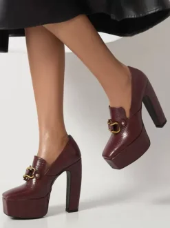 Mocassins à talons hauts femmes avec plateforme détails en métal