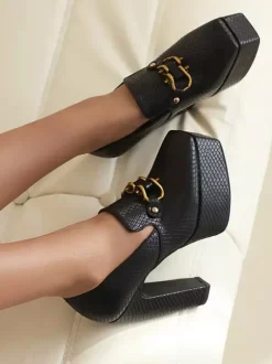 Mocassins à talons hauts femmes avec plateforme détails en métal