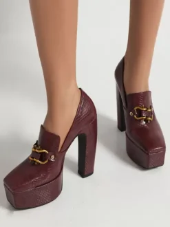 Mocassins à talons hauts femmes avec plateforme détails en métal
