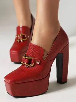 Mocassins à talons hauts femmes avec plateforme détails en métal