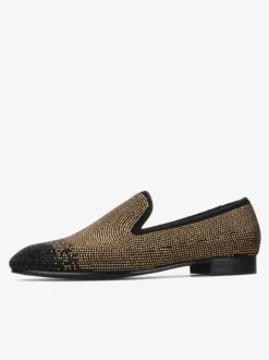 Mocassins Chaussures de Mariage Soirée hommes à enfiler avec strass - Bout rond en micro daim - Chaussures de bal de promo  de mariage