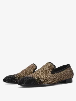 Mocassins Chaussures de Mariage Soirée hommes à enfiler avec strass - Bout rond en micro daim - Chaussures de bal de promo  de mariage