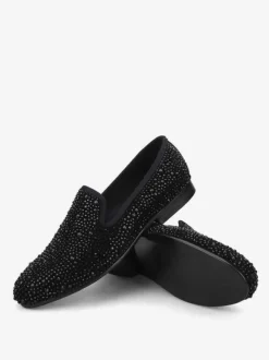 Mocassins Chaussures de Mariage Soirée hommes à enfiler avec strass  bout rond en micro daim  chaussures de bal  de fête  de mariage