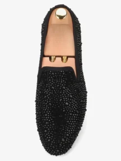 Mocassins Chaussures de Mariage Soirée hommes à enfiler avec strass  bout rond en micro daim  chaussures de bal  de fête  de mariage