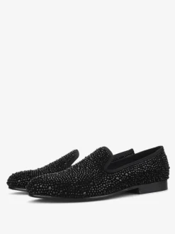 Mocassins Chaussures de Mariage Soirée hommes à enfiler avec strass  bout rond en micro daim  chaussures de bal  de fête  de mariage