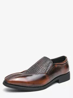 Mocassins classiques à enfiler pour hommes imprimés en cuir talons bas épais chaussures habillées rétro à bout pointu confortables légères et antidérapantes
