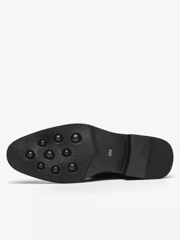 Mocassins classiques à enfiler pour hommes imprimés en cuir talons bas épais chaussures habillées rétro à bout pointu confortables légères et antidérapantes
