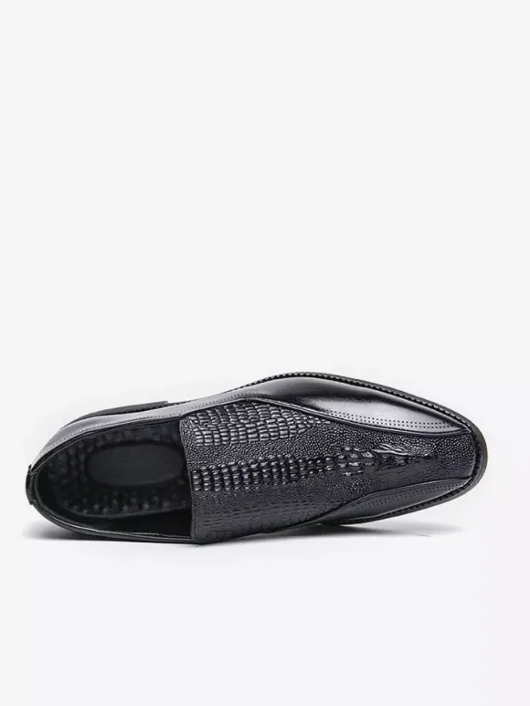 Mocassins classiques à enfiler pour hommes imprimés en cuir talons bas épais chaussures habillées rétro à bout pointu confortables légères et antidérapantes