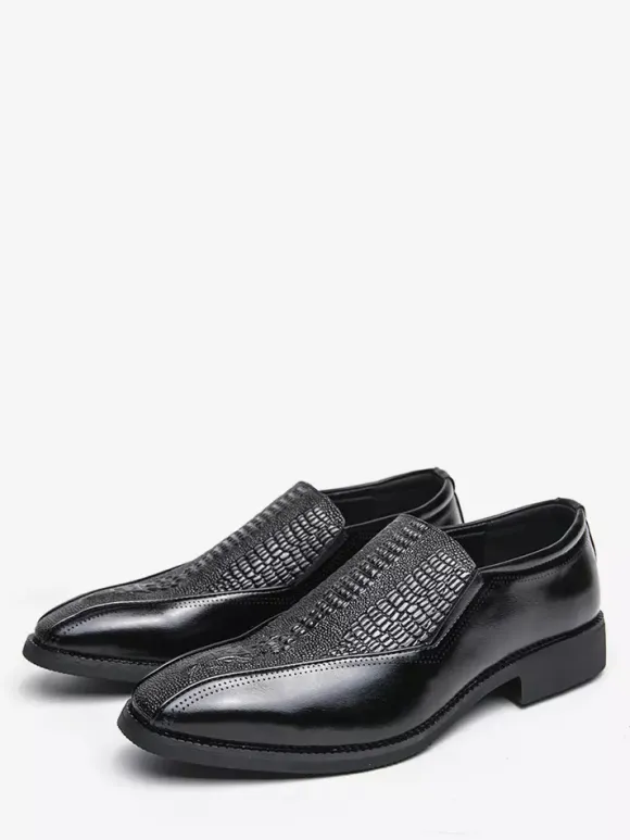 Mocassins classiques à enfiler pour hommes imprimés en cuir talons bas épais chaussures habillées rétro à bout pointu confortables légères et antidérapantes