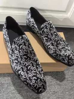 Mocassins de bal pour hommes bout carré chaussures habillées à enfiler
