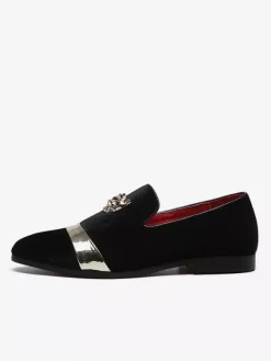 Mocassins en daim pour hommes bout rond chaussures plates à enfiler pour les bals de fin d'année