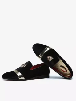 Mocassins en daim pour hommes bout rond chaussures plates à enfiler pour les bals de fin d'année