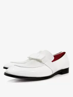 Mocassins Hommes Avec N艙uds Bout Rond En Cuir Bal Soirée Mariage