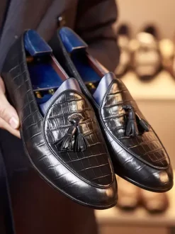 Mocassins Hommes Chaussures En Cuir À Bout Rond Mariage Formelles Derby
