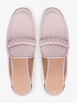 Mocassins mules roses pour femmes mules plates conçues à bout rond