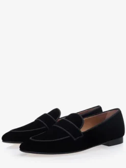 Mocassins noirs pour hommes en daim à bout rond  chaussures de bal de promo  de mariage