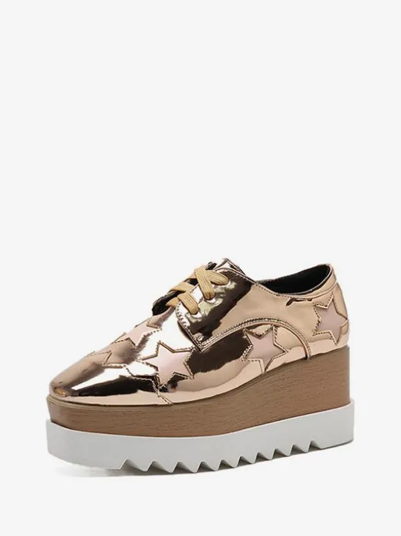 Mocassins Oxfords 2026 avec Plateforme à Cuir Synthétique Vernis Tricolores