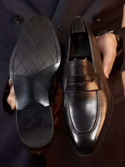 Mocassins Penny pour hommes bout carré à enfiler talons bas chaussures Penny chaussures de bal de retour à la maison de mariage