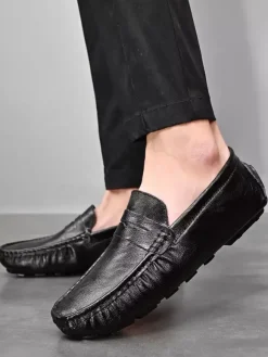 Mocassins Penny pour hommes chaussures à enfiler en cuir à pointes chaussures de fête légères et résistantes