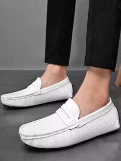 Mocassins Penny pour hommes chaussures à enfiler en cuir à pointes chaussures de fête légères et résistantes
