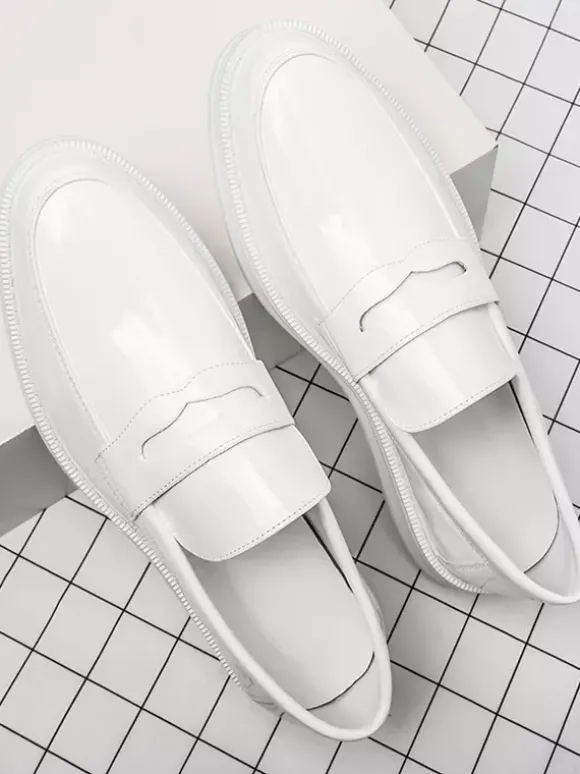Mocassins Penny pour hommes chaussures de mariage à plateforme en cuir verni basses confortables à semelle souple antidérapantes pour le travail et les affaires