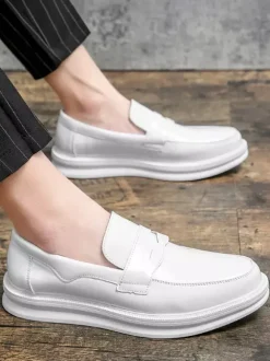 Mocassins Penny pour hommes chaussures de mariage à plateforme en cuir verni basses confortables à semelle souple antidérapantes pour le travail et les affaires
