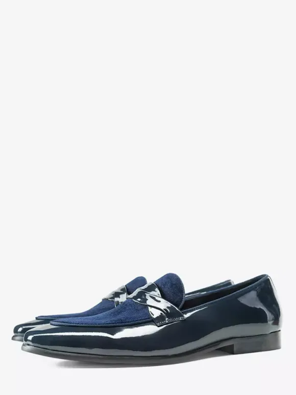 Mocassins pour hommes en cuir de vachette à bout rond chaussures habillées à enfiler