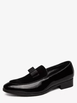 Mocassins belges à enfiler pour hommes bout pointu ruban décoré chaussures Penny mocassins en cuir et daim épissé