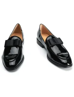 Mocassins belges noirs pour hommes chaussures de marié à bout carré et n艙ud chaussures de soirée pour mariage