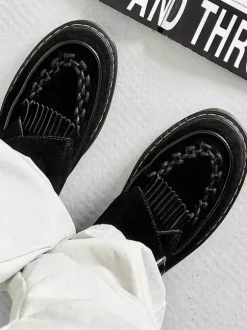 Mocassins à boucle et bout rond en daim pour homme