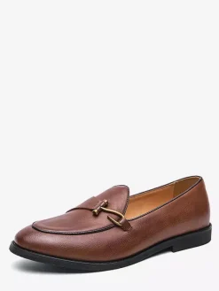 Mocassins à boucle pour homme bout pointu talons bas chaussures à enfiler chaussures de bal en cuir avec boucle
