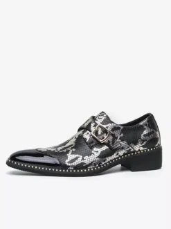 Mocassins à boucle pour hommes chaussures habillées Oxford de luxe pour soirée bal de promo chaussures formelles à enfiler